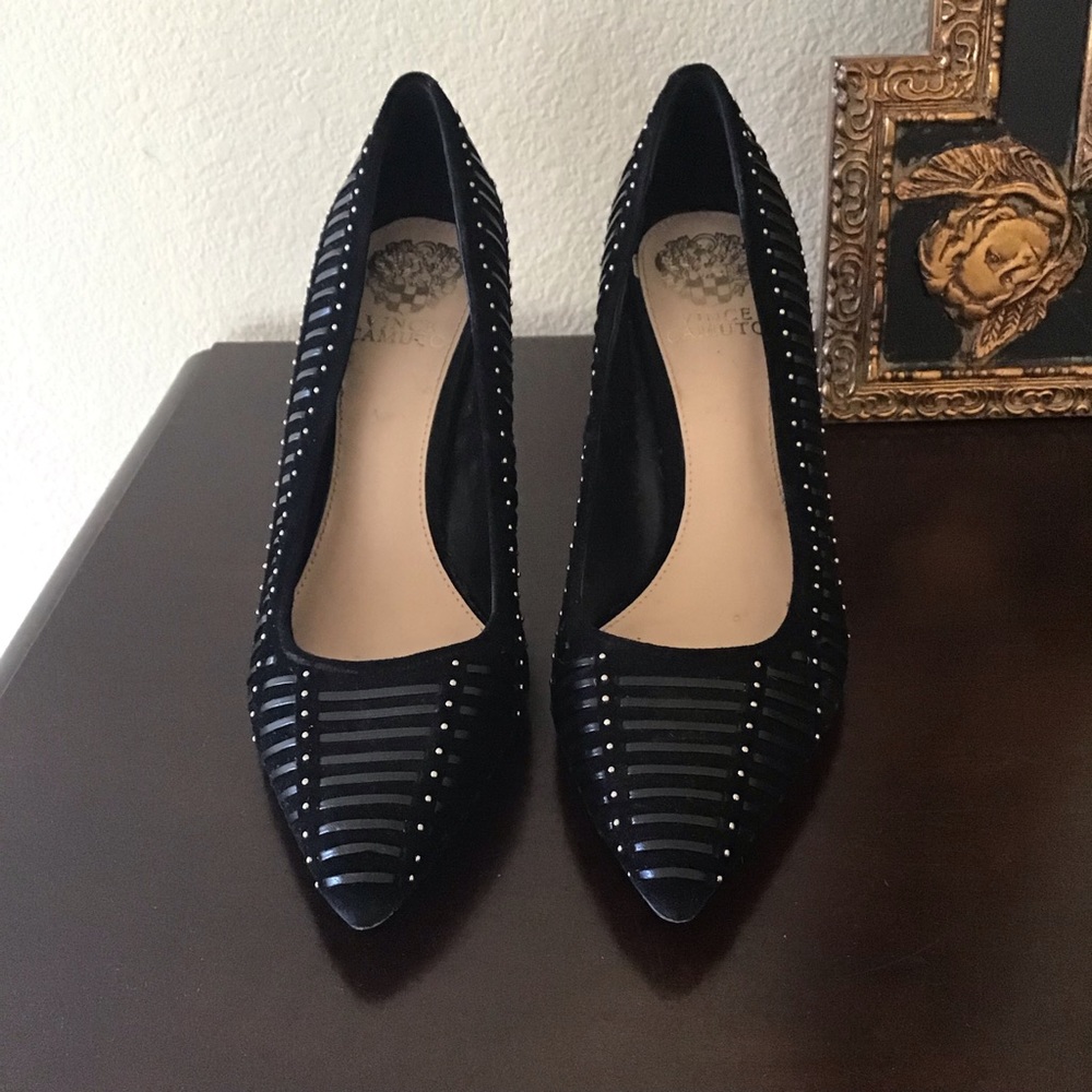 Vince Camuto Black Studded Pointed-Toe Heels - Picture 5 of 13